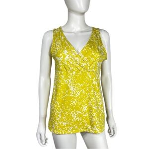 Merona Chartreuse Faux Wrap Front Sleeveless Top